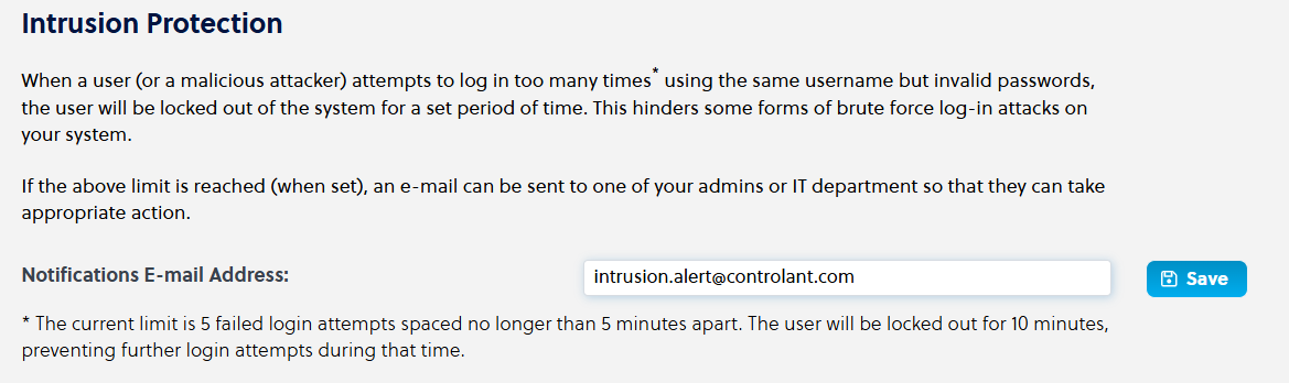 Account Admin - Company Control Panel - Company Display Settings - Security Settings - Intrusion Protection