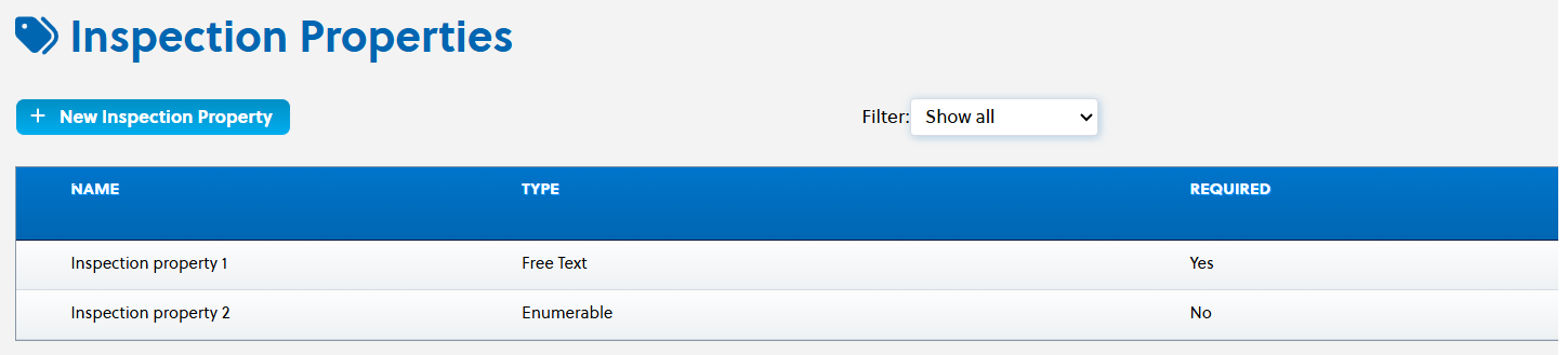 Account Admin - Company Control Panel - Inspection Properties