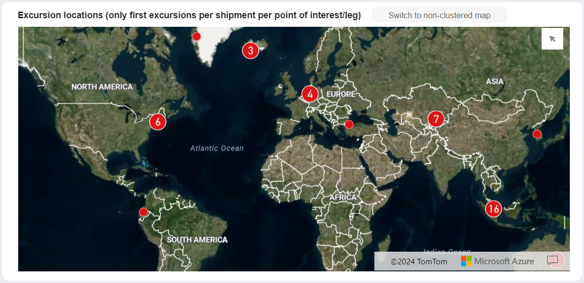 Pinpoint Excursions - All excursions - Map, clustered