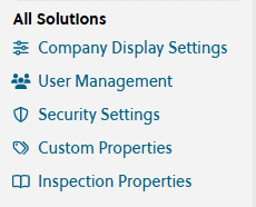 Account Admin - Company Control Panel - All Solutions menu