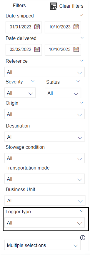 Screenshot showing how you can select a type of logger to filter by