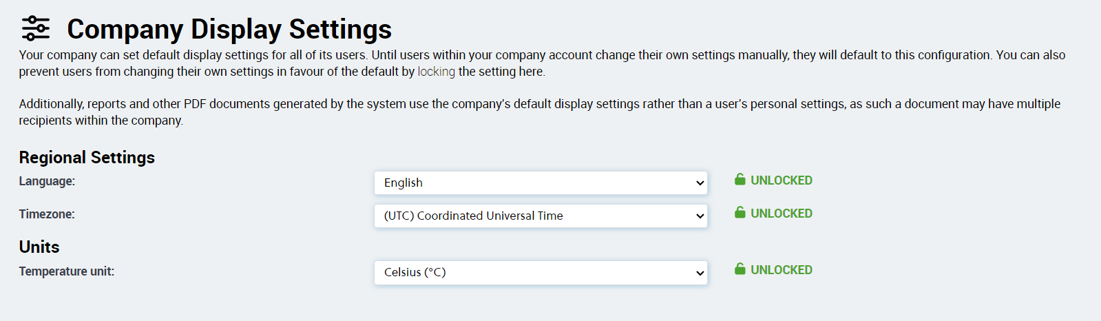 Account Admin - Company Control Panel - Company Display Settings