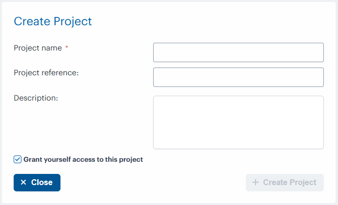 Create project form