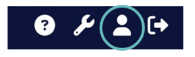 SCM admin panel header - icon for opening user settings